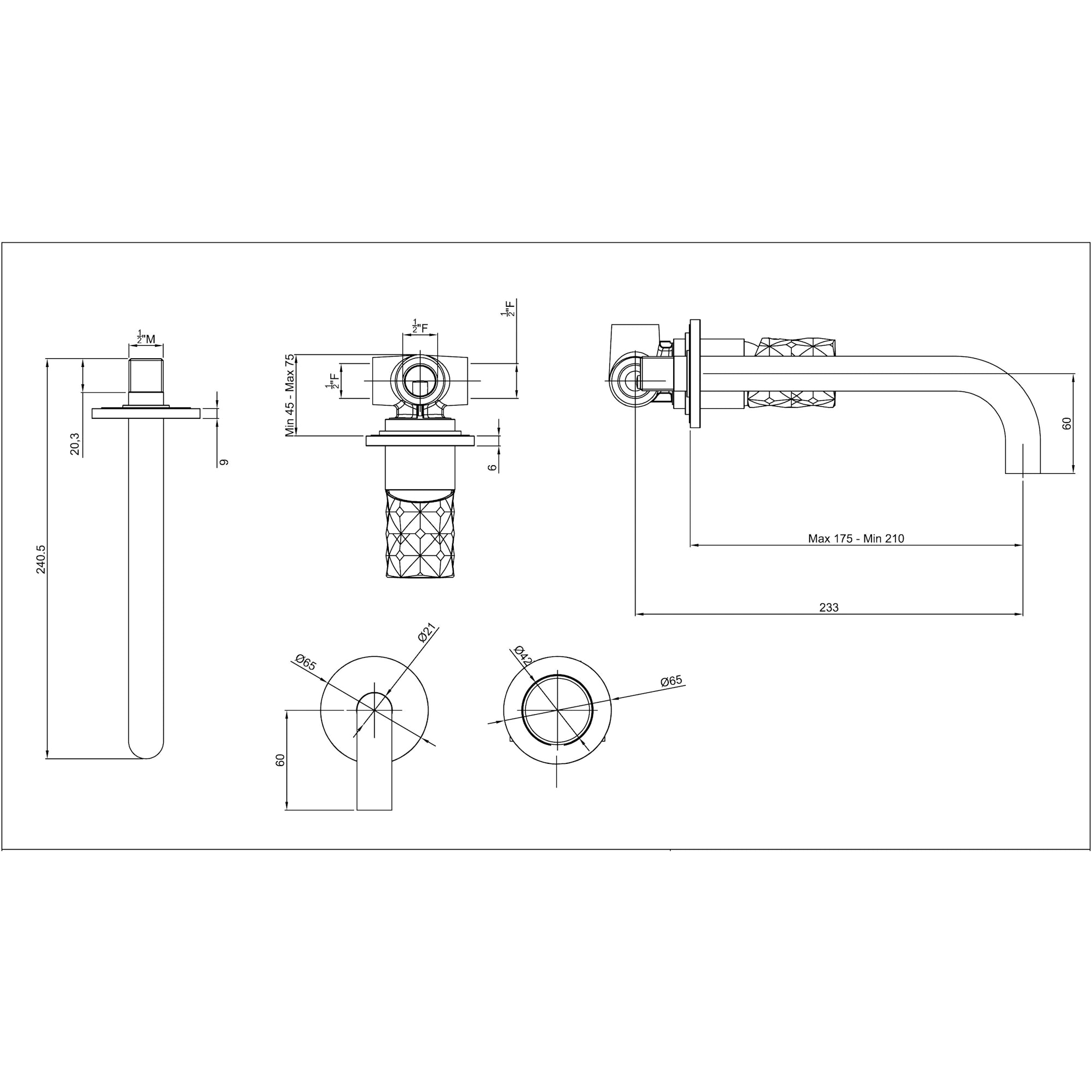 Abode Kite Wall Mounted Basin Mixer Tap