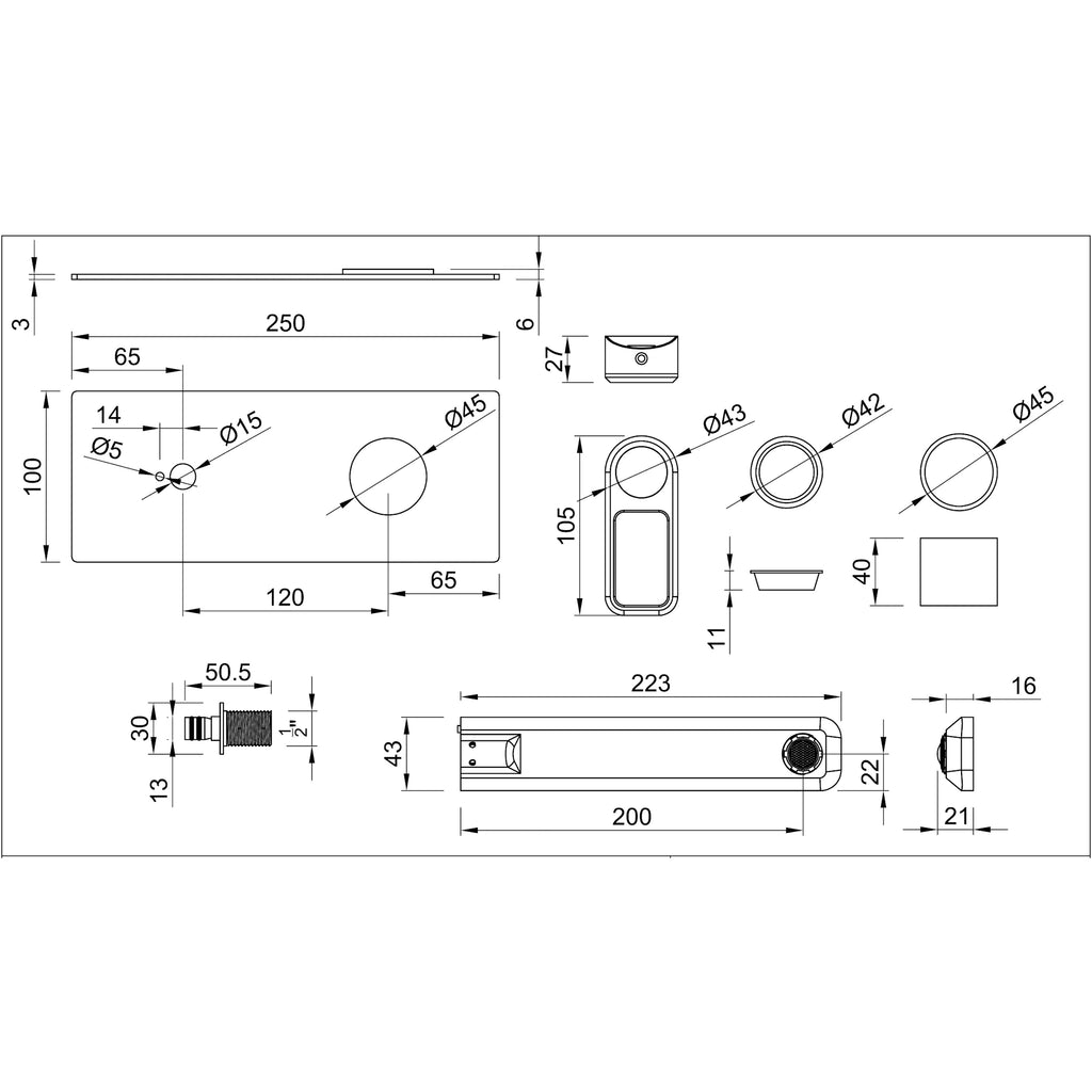 Abode Levarto Wall Mounted Bath Basin Mixer Tap