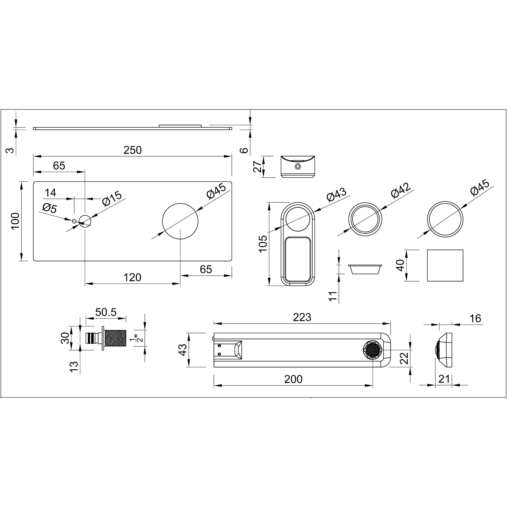 Abode Levarto Wall Mounted Bath Basin Mixer Tap