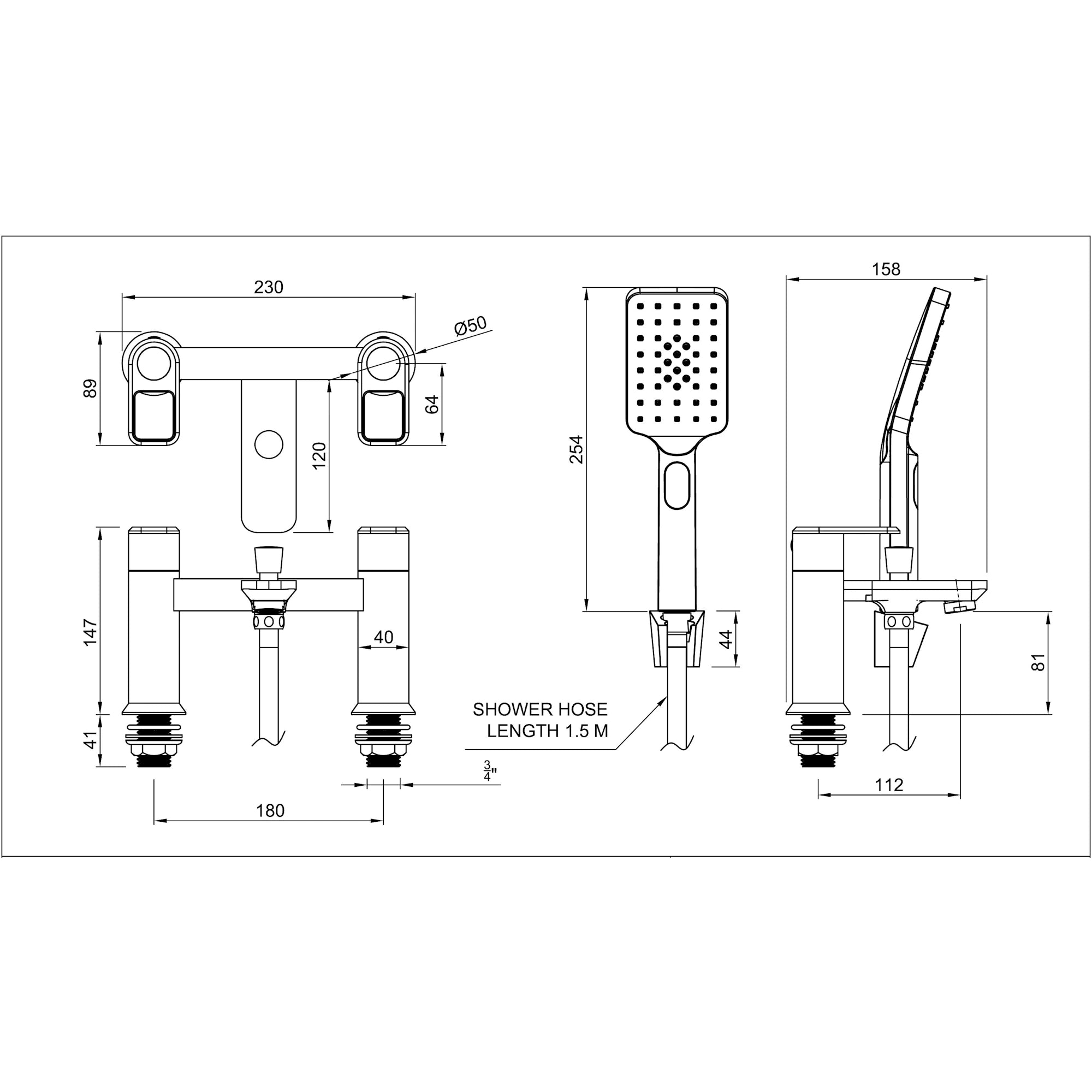 Abode Levarto Bath Shower Mixer Tap
