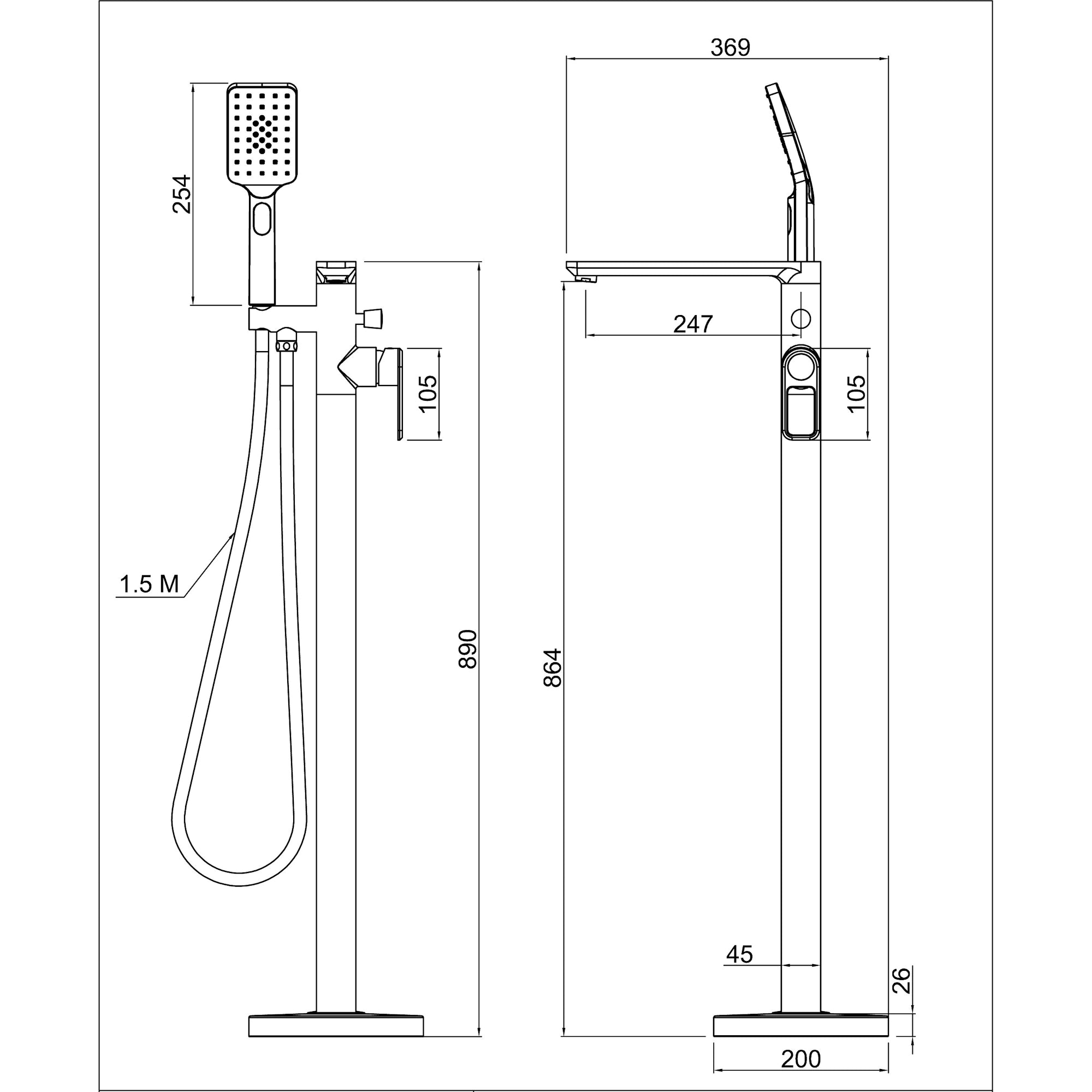 Abode Levarto Floor Standing Bath Shower Mixer Tap