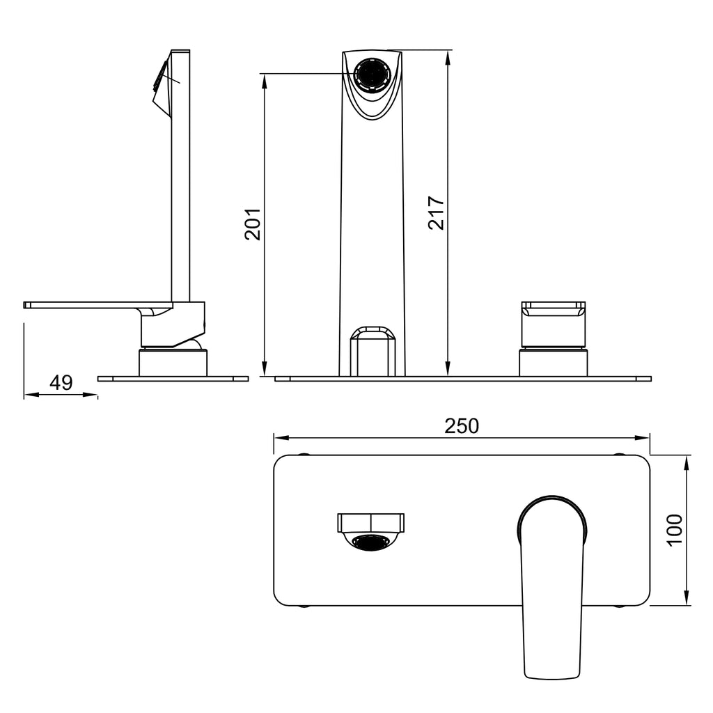Abode Aquip Wall Mounted Bath Basin Mixer Tap