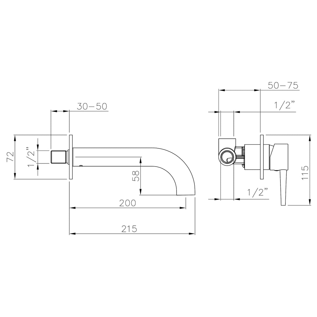Abode Chao Wall Mounted 2 Hole Bath Mixer Tap