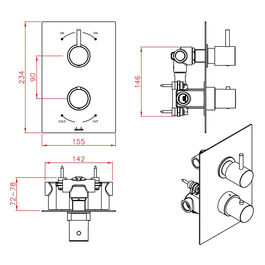 Abode Harmonie Double Concealed Thermostatic Chrome Shower Valve