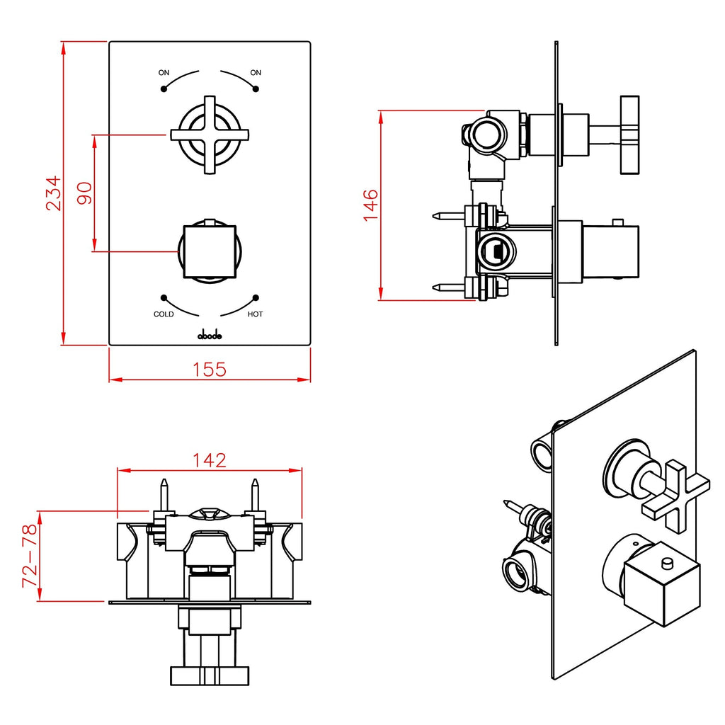 Abode Serenitie Double Concealed Thermostatic Shower Valve
