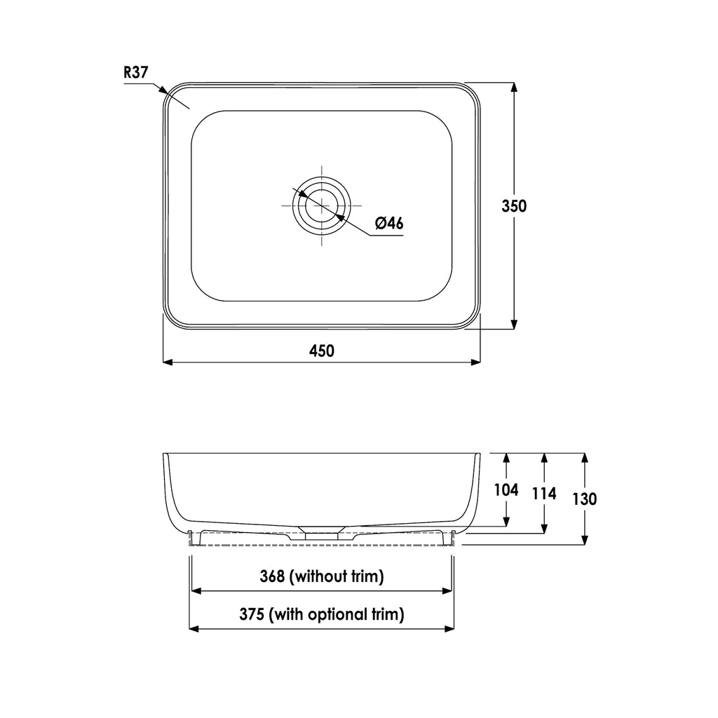 Abode Cava Tablet Rectangle Countertop Basin