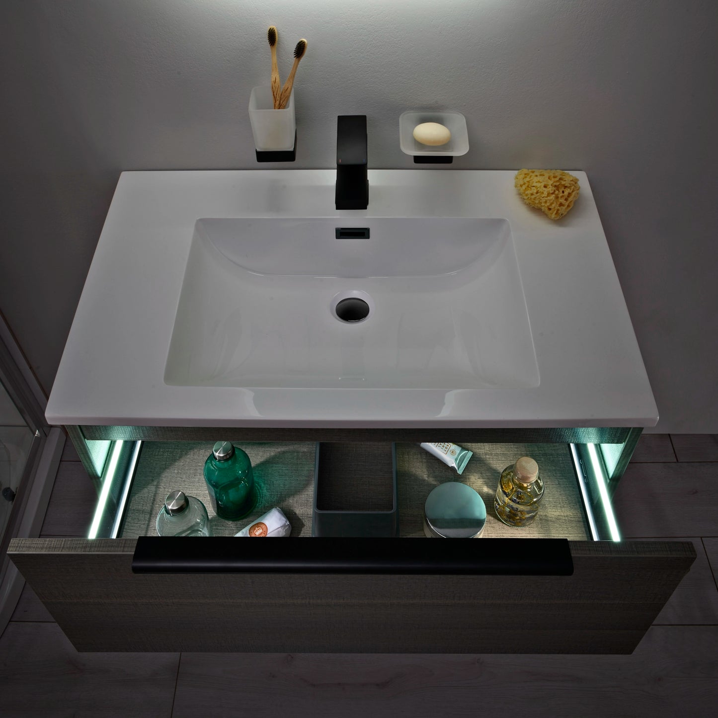 Ambience Wall Hung 600mm LED Basin Sink Vanity Unit