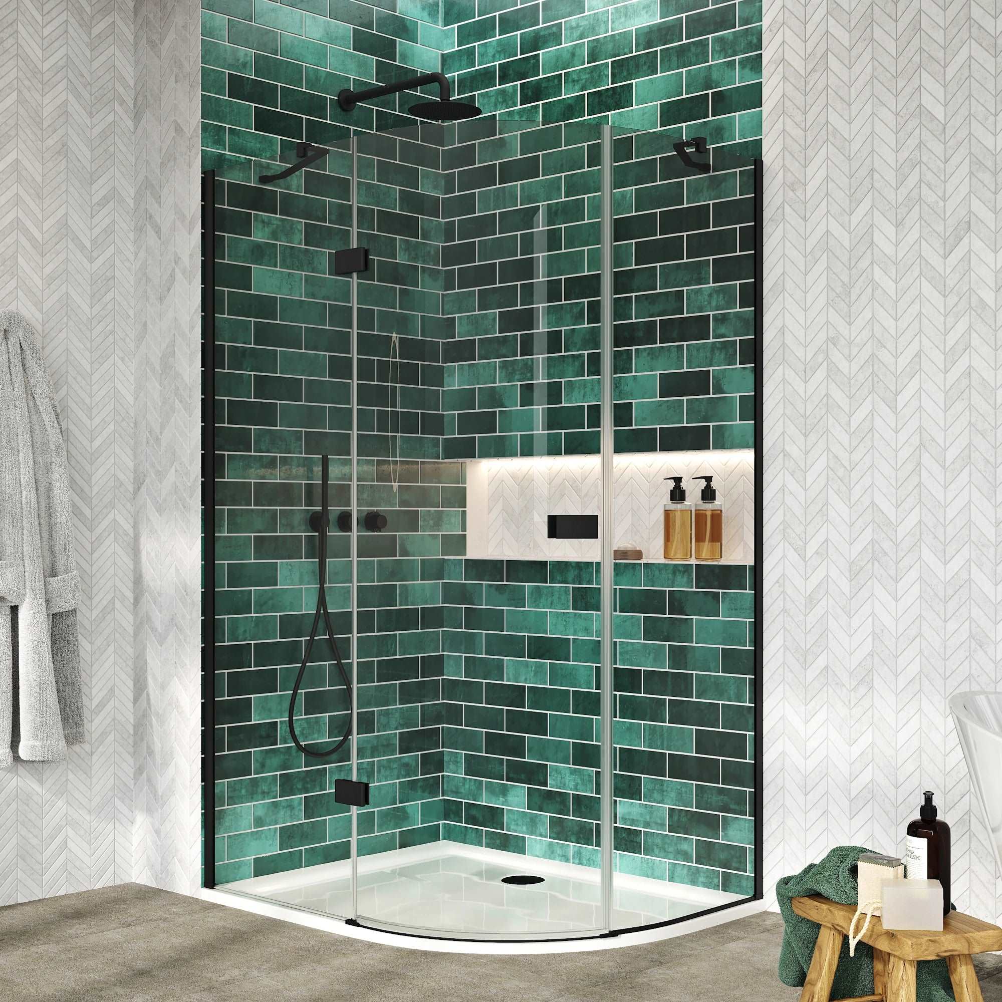 Athena Hinge Door Off Set Quadrant Shower Door Enclosure