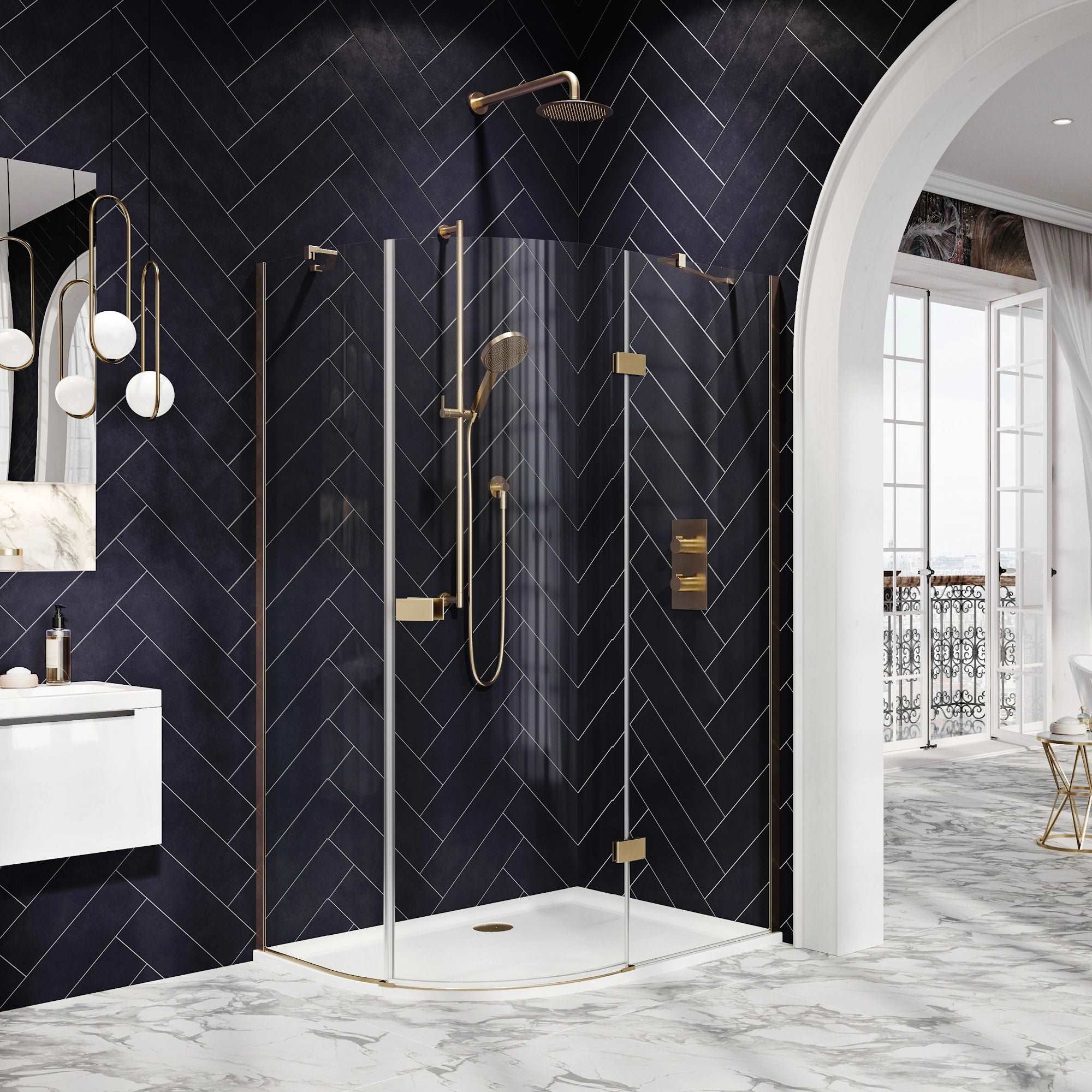Athena Hinge Door Off Set Quadrant Shower Door Enclosure