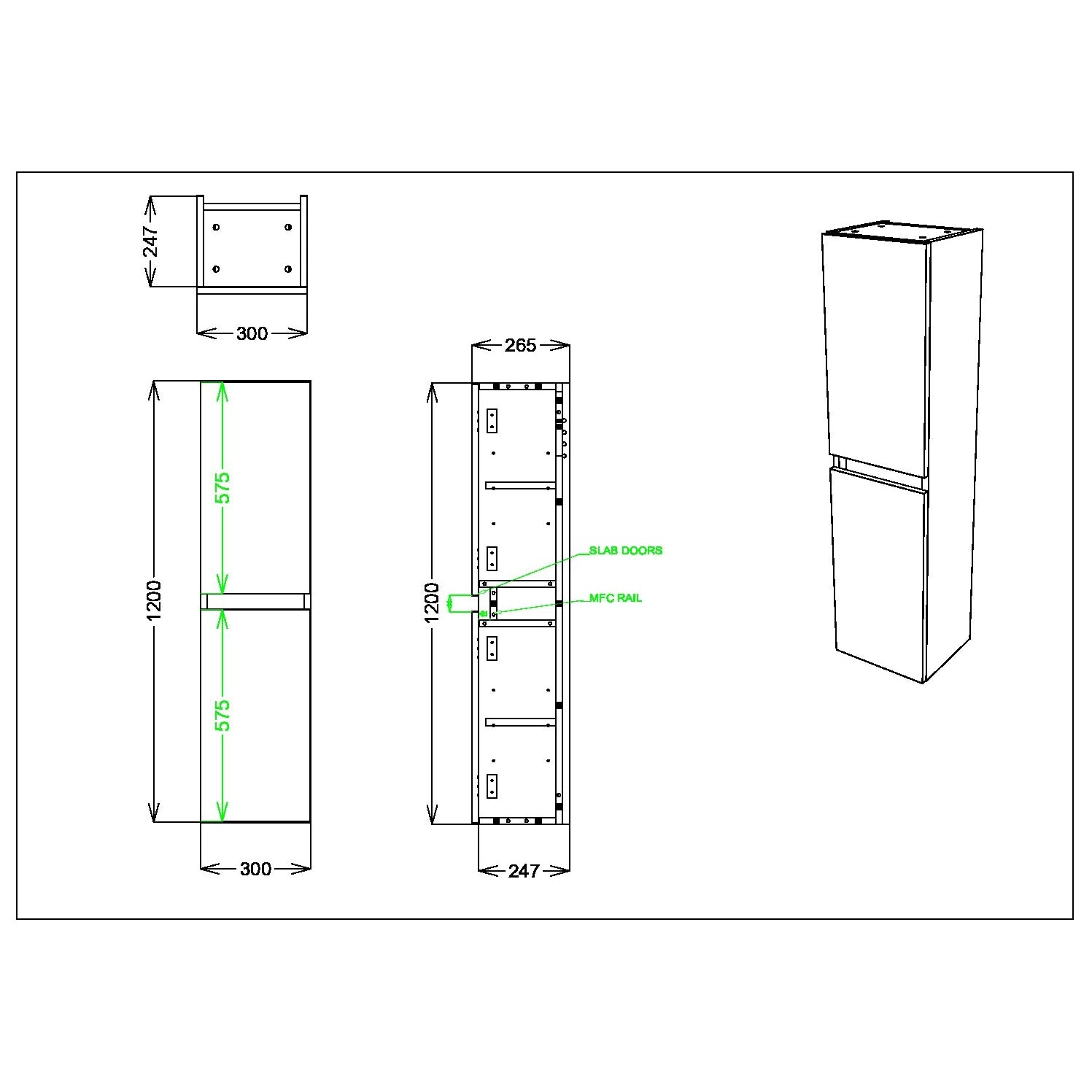 Aubrey Tall Boy Bathroom Cabinet