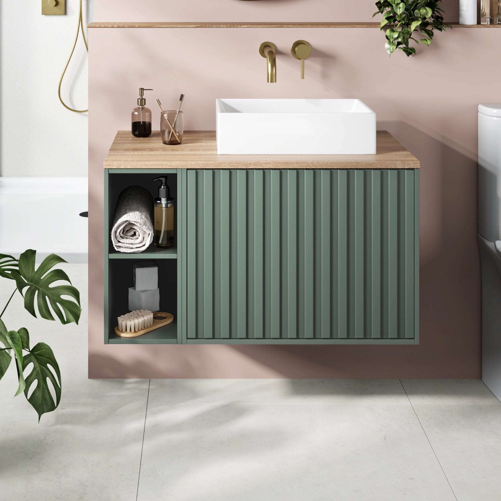 Alfie Wall Hung Worktop & Side Storage Vanity Unit