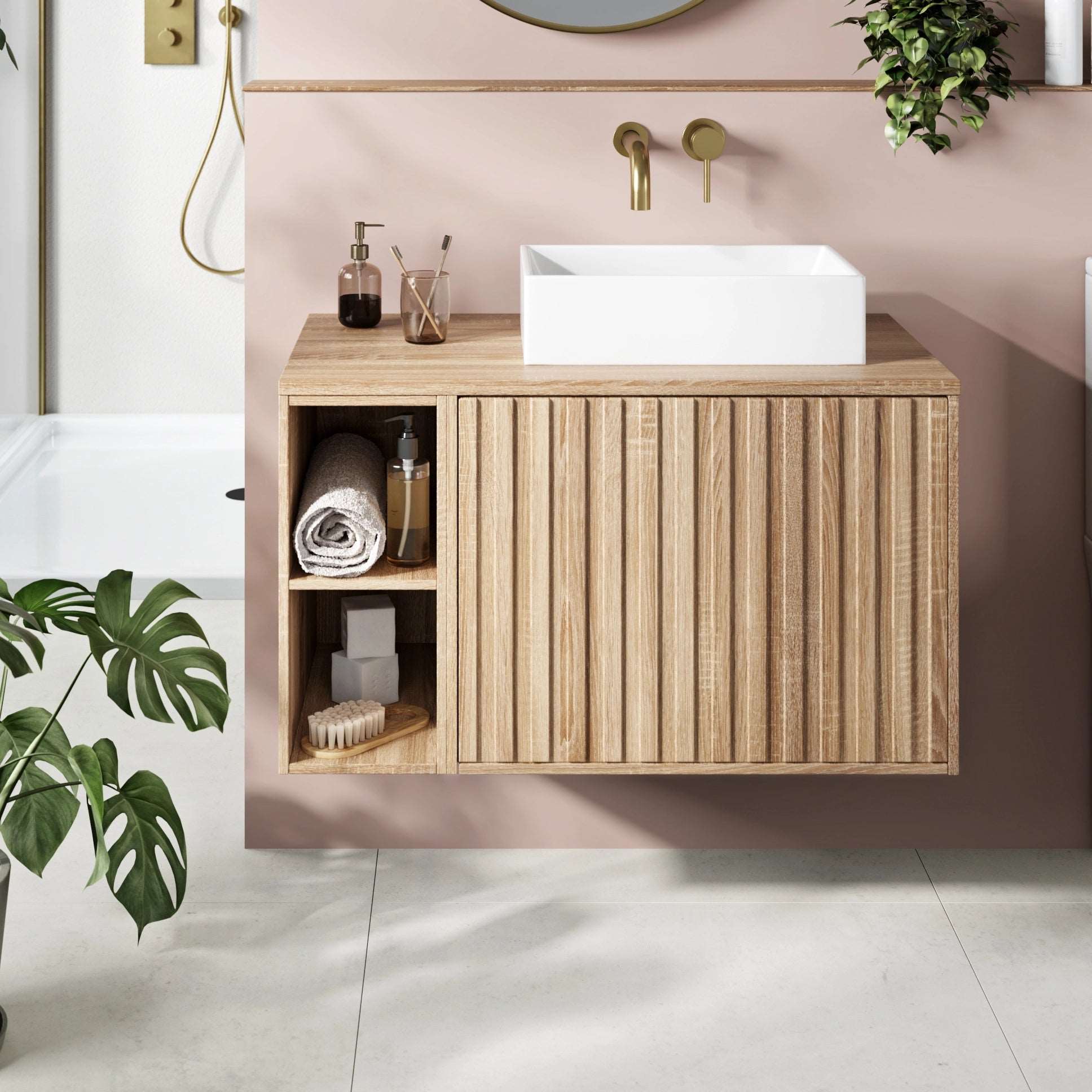 Alfie Wall Hung Worktop & Side Storage Vanity Unit
