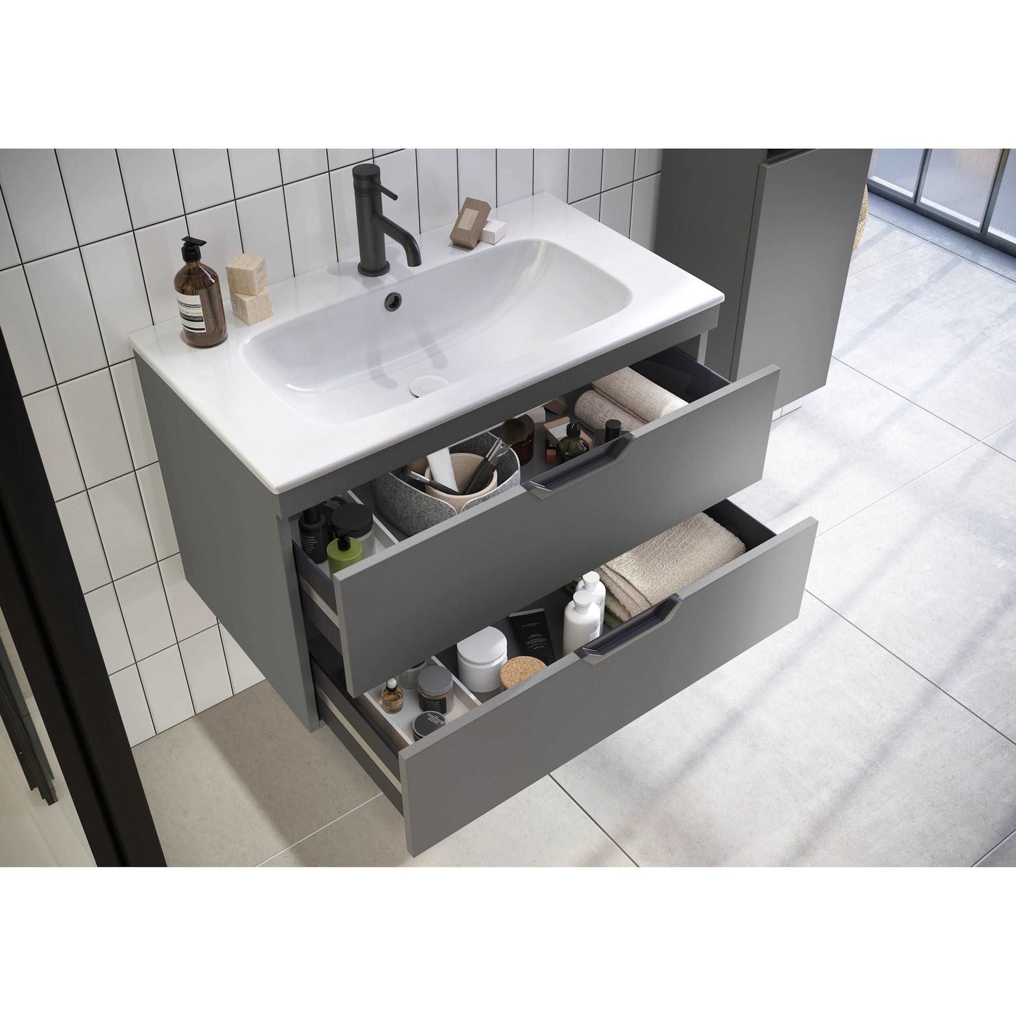 Aubrey Wall Hung Basin Sink Vanity Unit