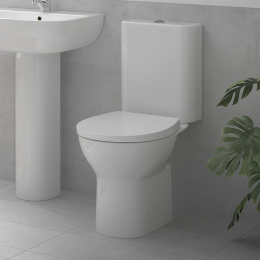 Norcia Rimless Close Coupled Open Back WC & Soft Close Toilet Seat