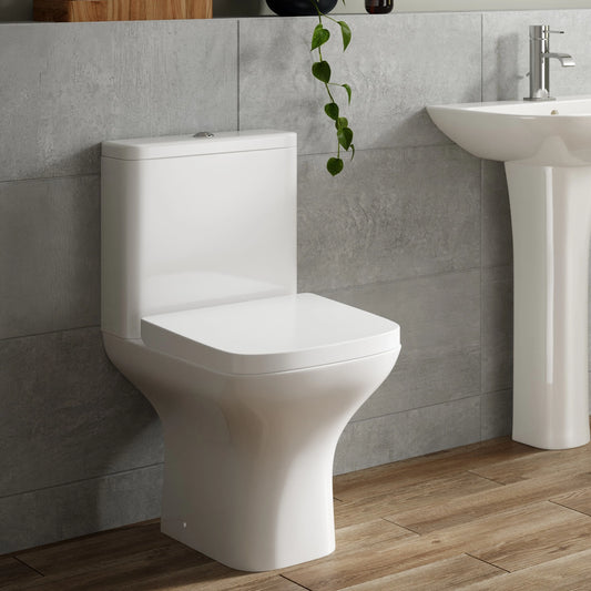 Cedeira Rimless Close Coupled Open Back WC & Soft Close Toilet Seat