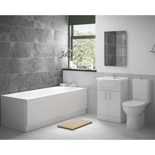 Sinda Full Designer Bathroom Suite with Bath Toilet and Vanity Unit