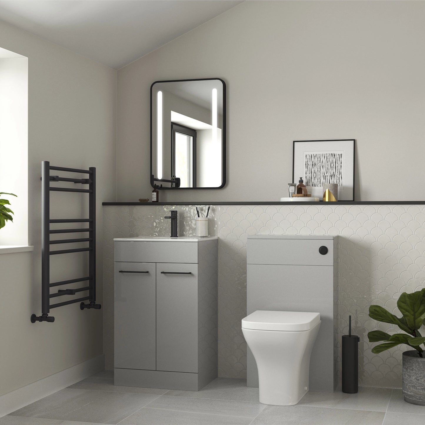 Augusta Floor Standing Basin Vanity Unit and Back to Wall Toilet Bathroom Suite