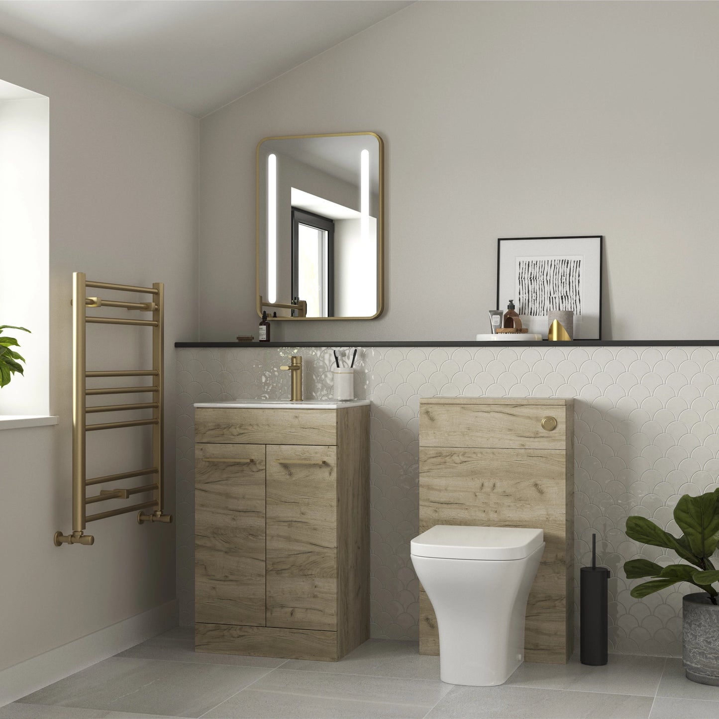 Augusta Floor Standing Basin Vanity Unit and Back to Wall Toilet Bathroom Suite