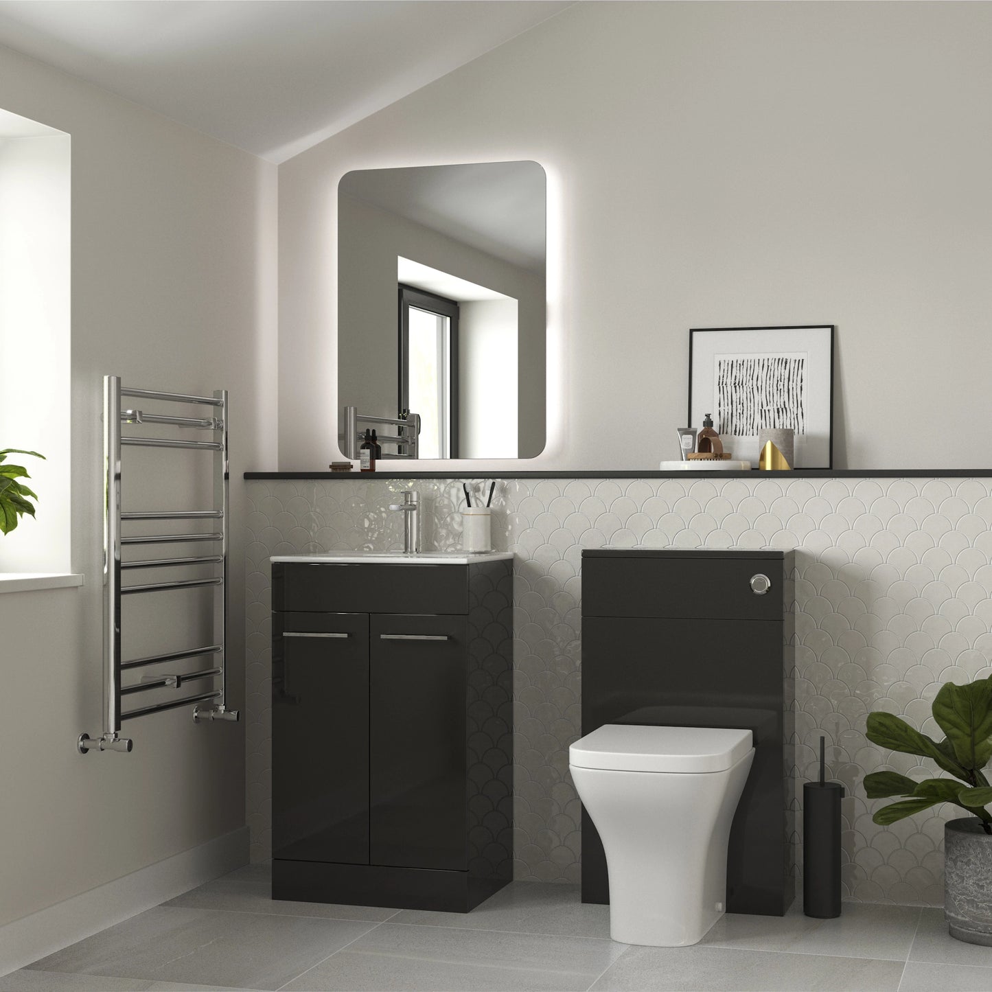 Augusta Floor Standing Basin Vanity Unit and Back to Wall Toilet Bathroom Suite