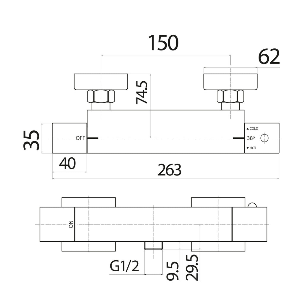 Square Exposed Thermostatic Valve