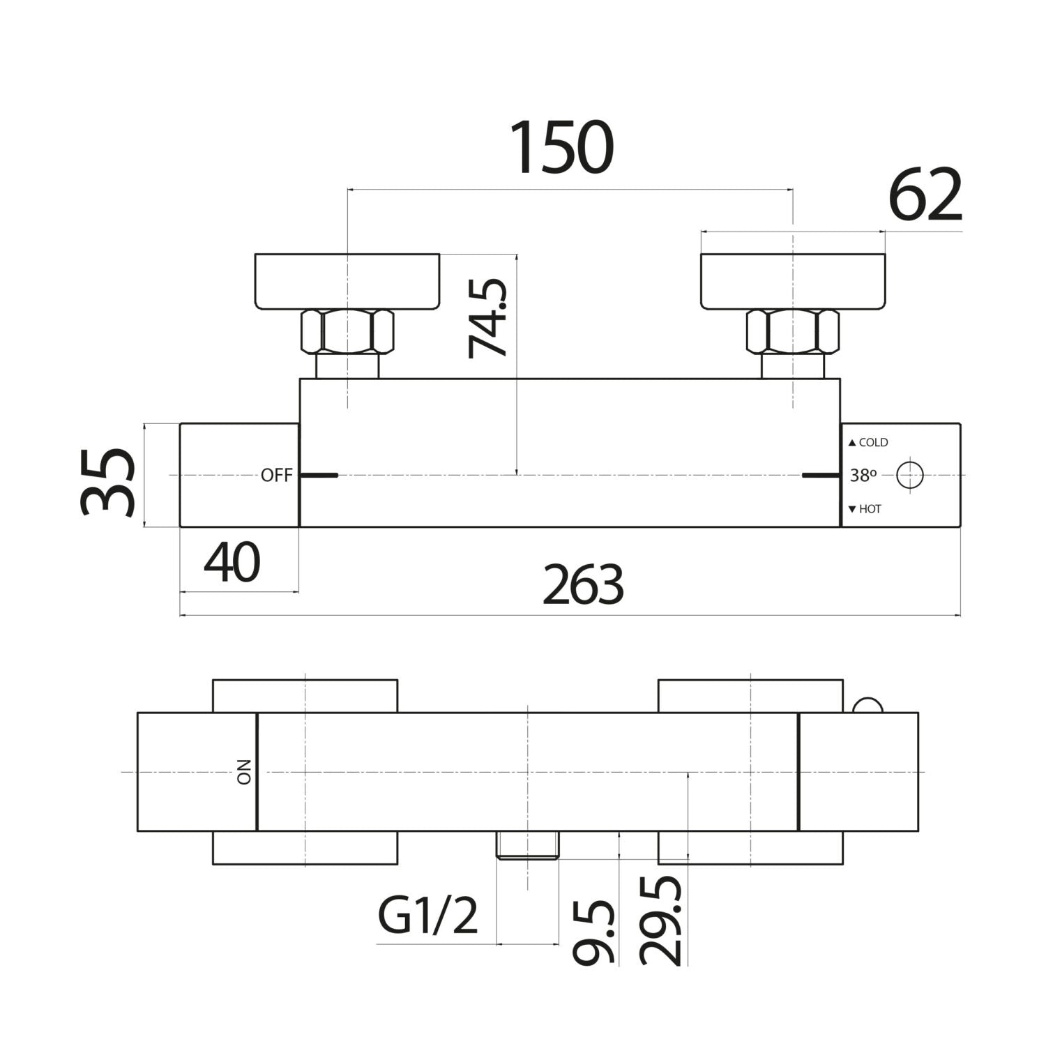 Square Exposed Thermostatic Valve