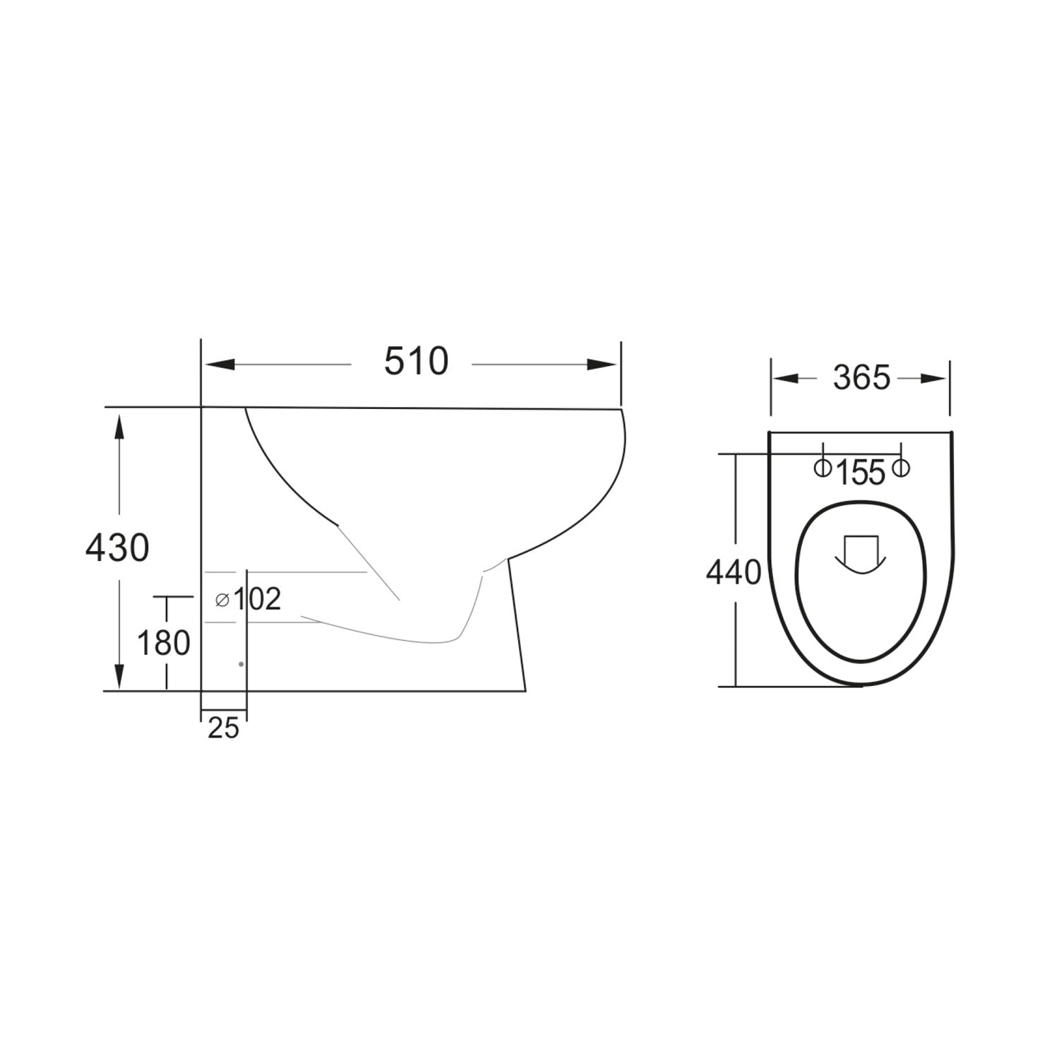 Belini Rimless Back to Wall Scudo WC Toilet with Soft Close Toilet Seat Option