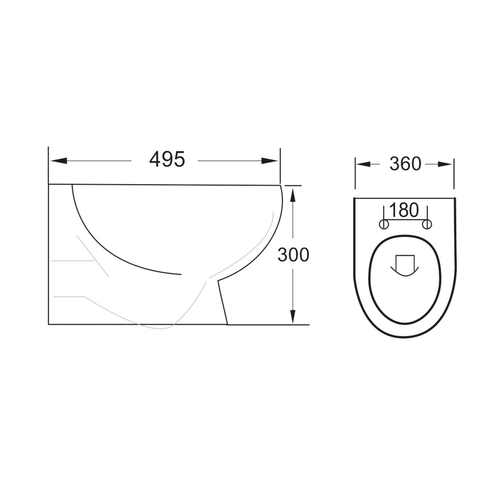 Belini Rimless Wall Hung Scudo WC Toilet with Soft Close Seat Option