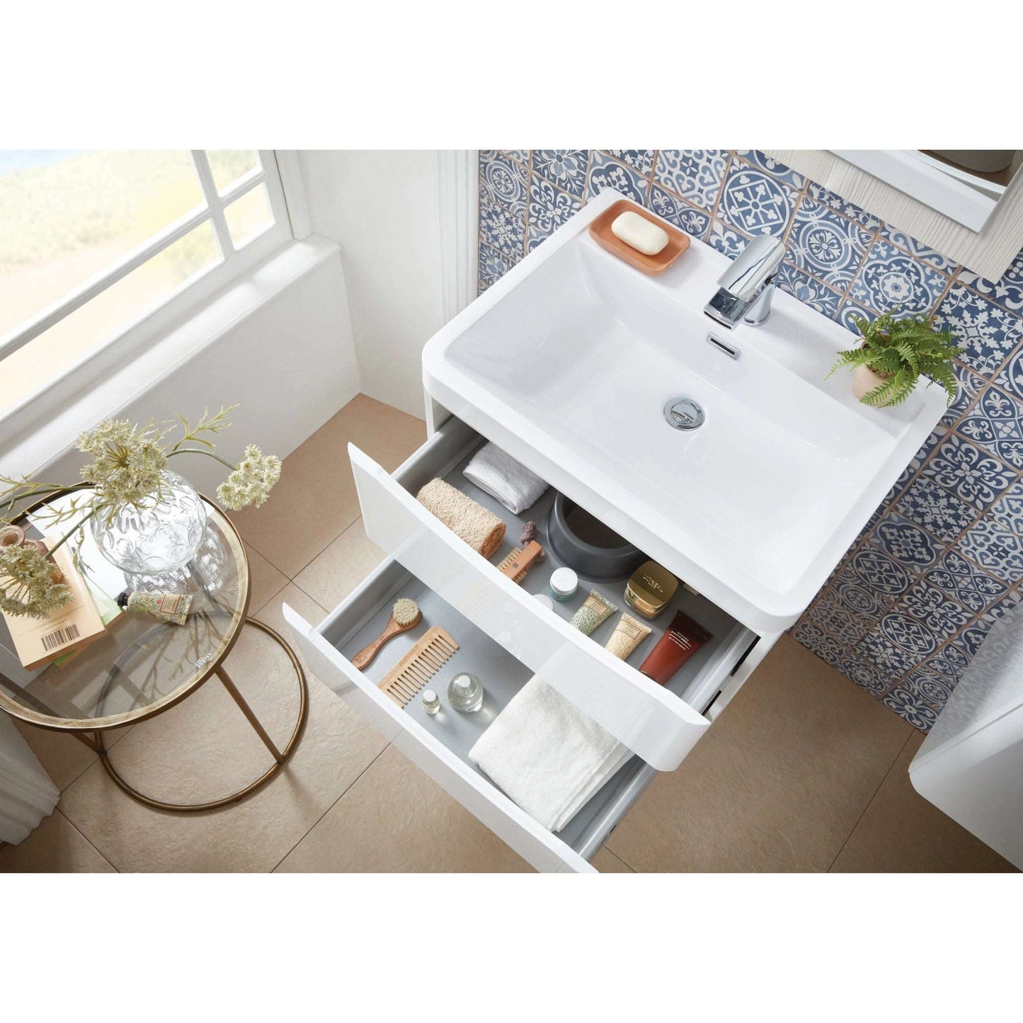 Bella Wall Hung Basin Sink Vanity Unit