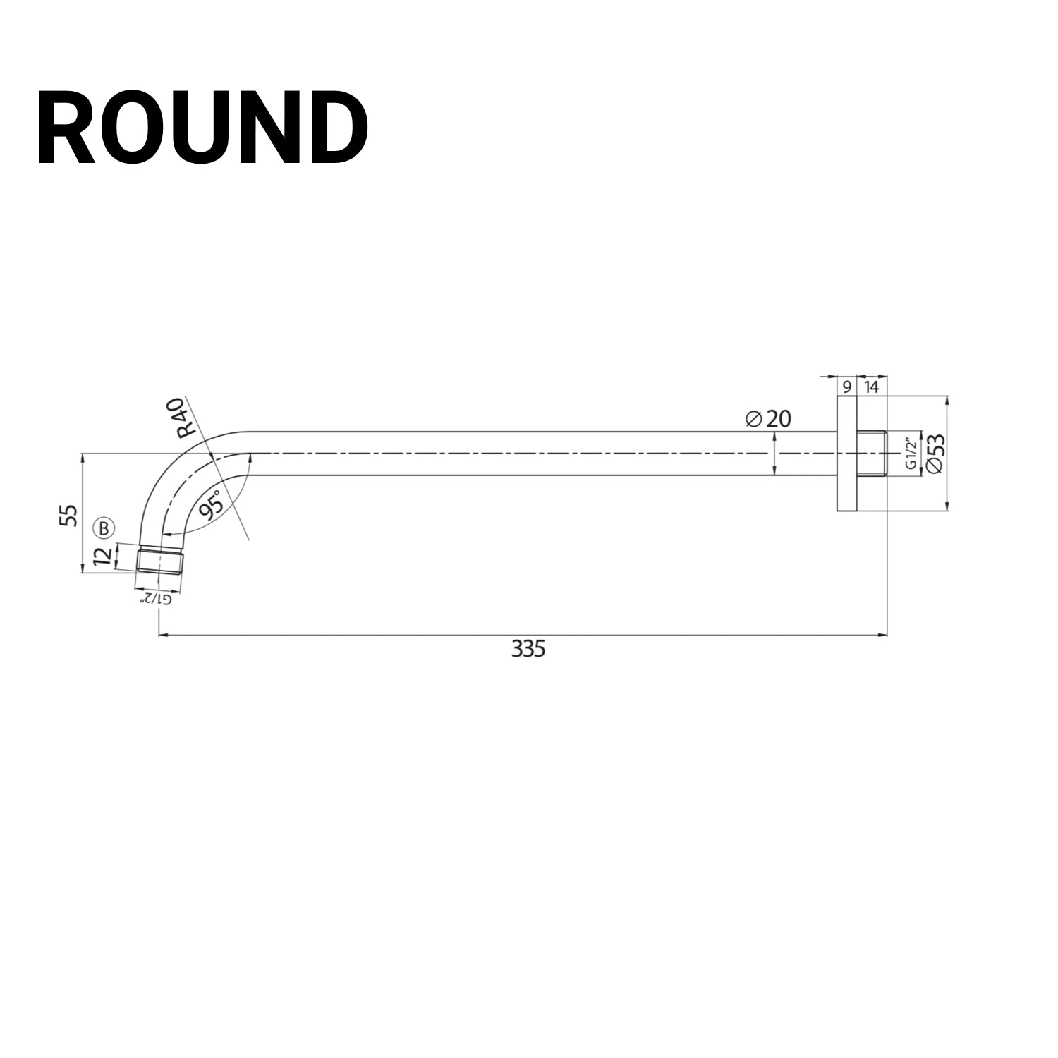 Stainless Steel Black Shower Wall Arm