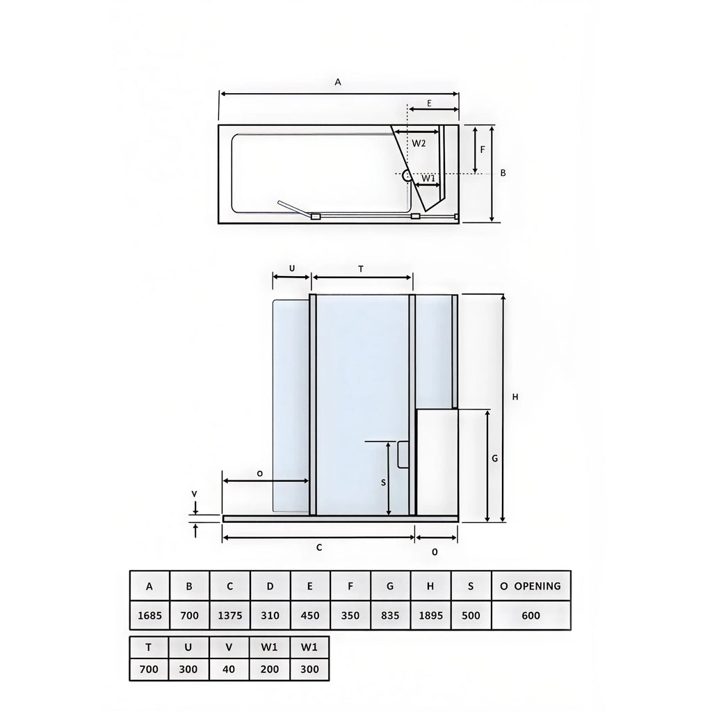 BOSI Seat Walk-In Complete Shower Enclosure