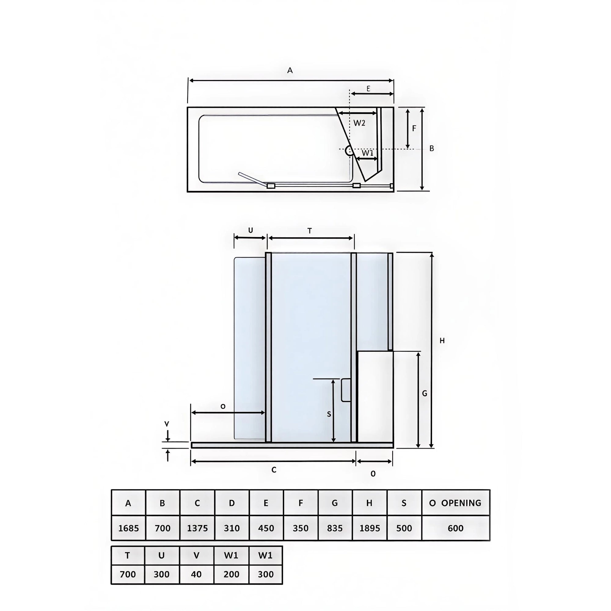 BOSI Seat Walk-In Complete Shower Enclosure