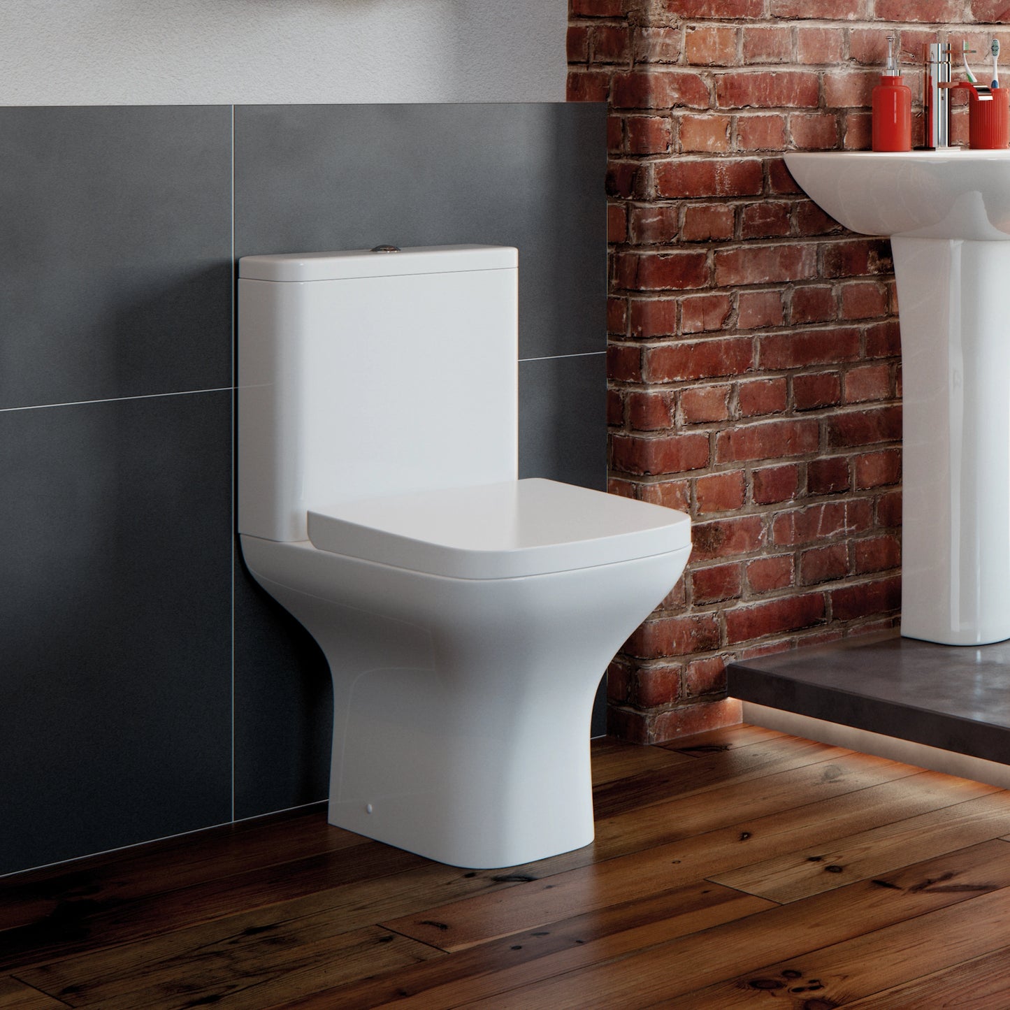 Cedeira Rimless Close Coupled Open Back WC & Soft Close Toilet Seat