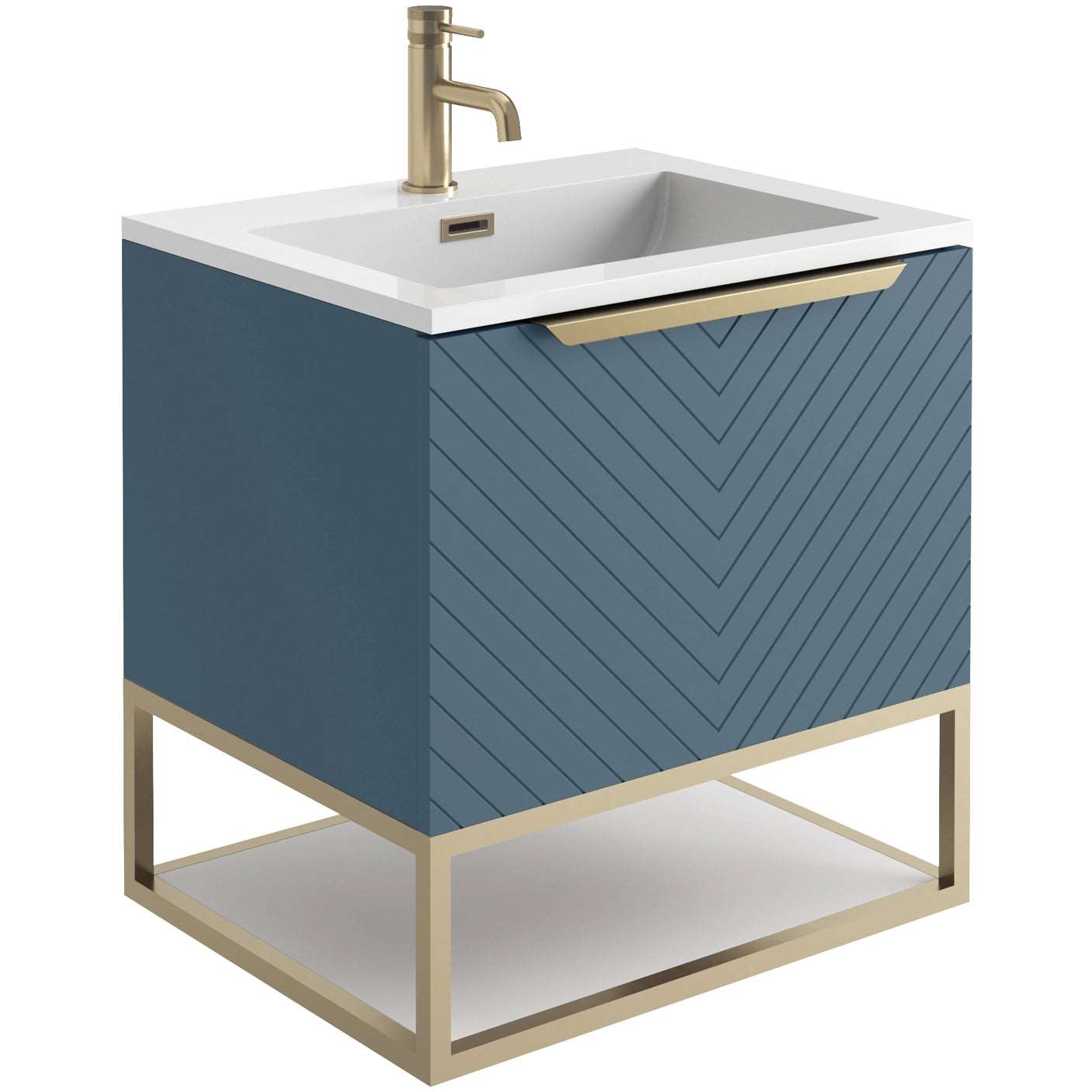 Chevron Wall Hung 600mm Basin Sink Vanity Unit
