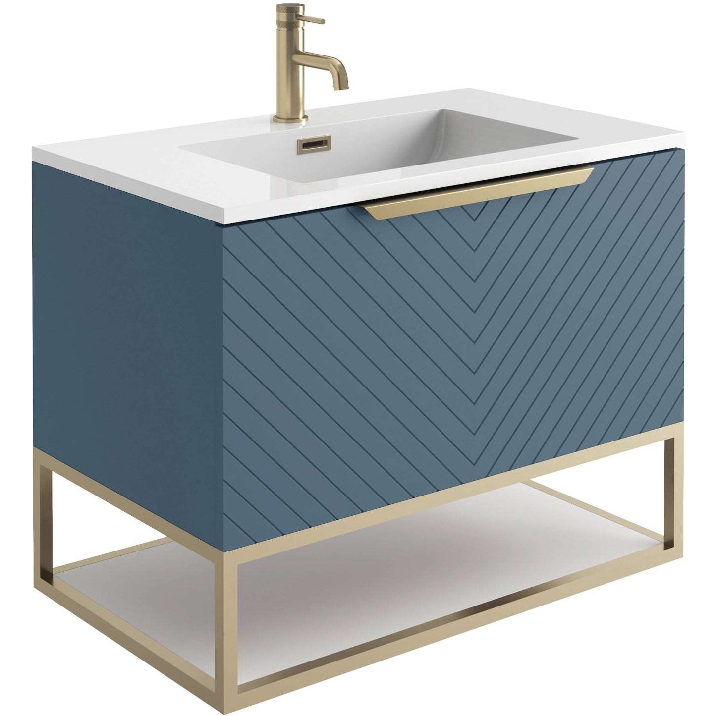 Chevron Wall Hung 800mm Basin Sink Vanity Unit