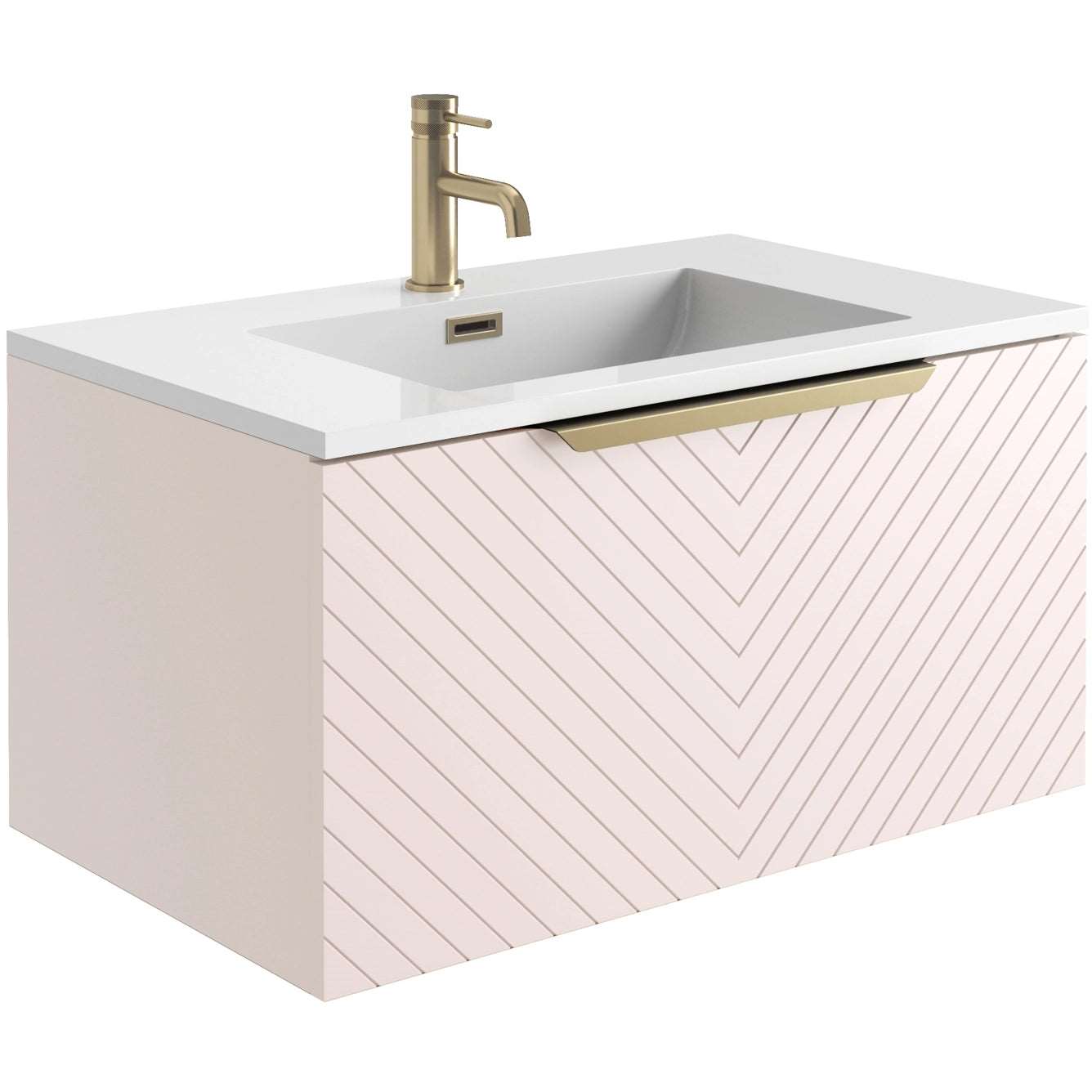 Chevron Wall Hung 800mm Basin Sink Vanity Unit