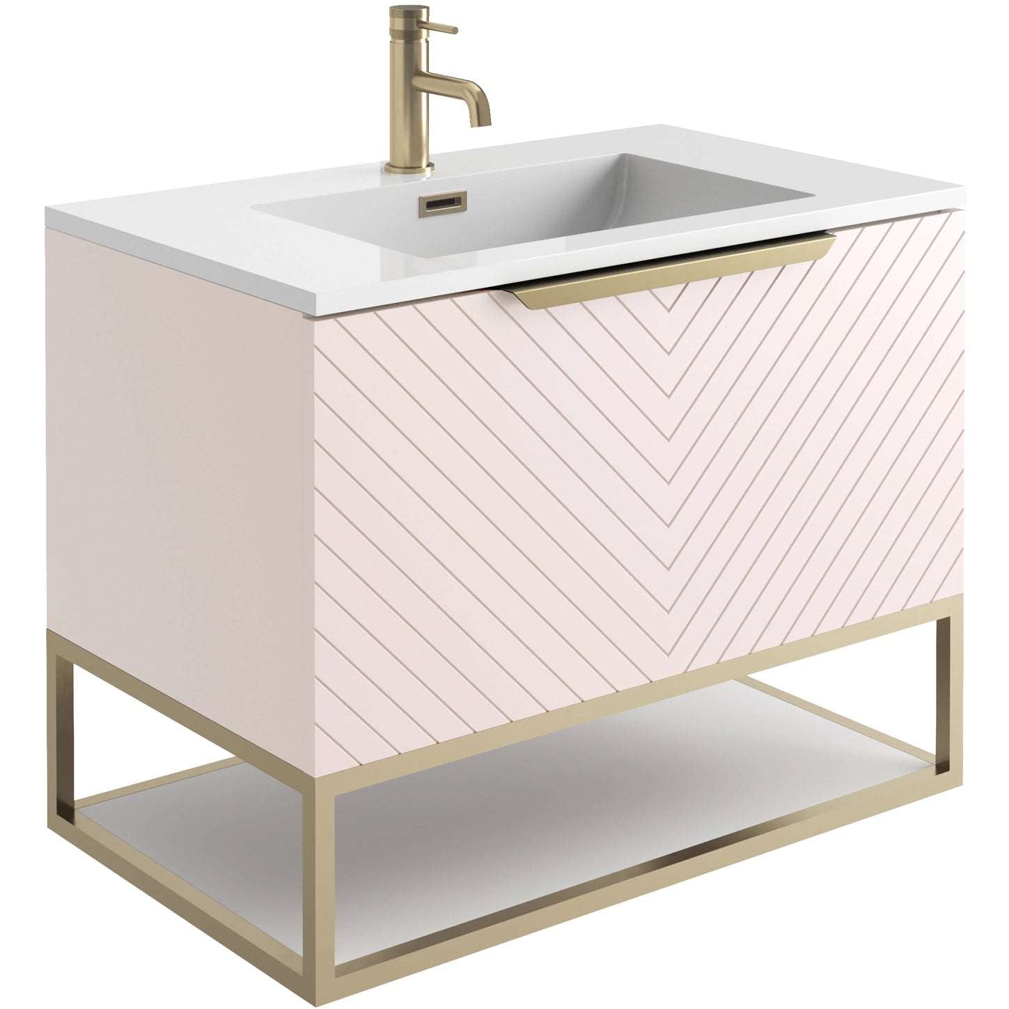 Chevron Wall Hung 800mm Basin Sink Vanity Unit