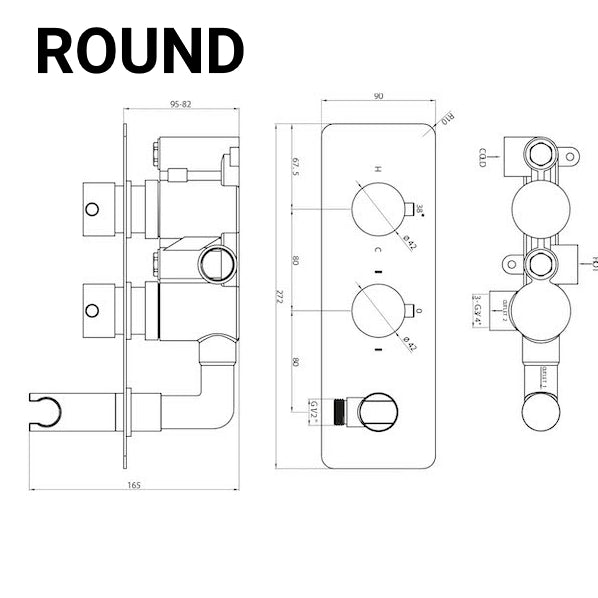 Chrome Thermostatic Concealed Shower Valve With Handset