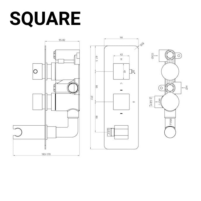 Chrome Thermostatic Concealed Shower Valve With Handset