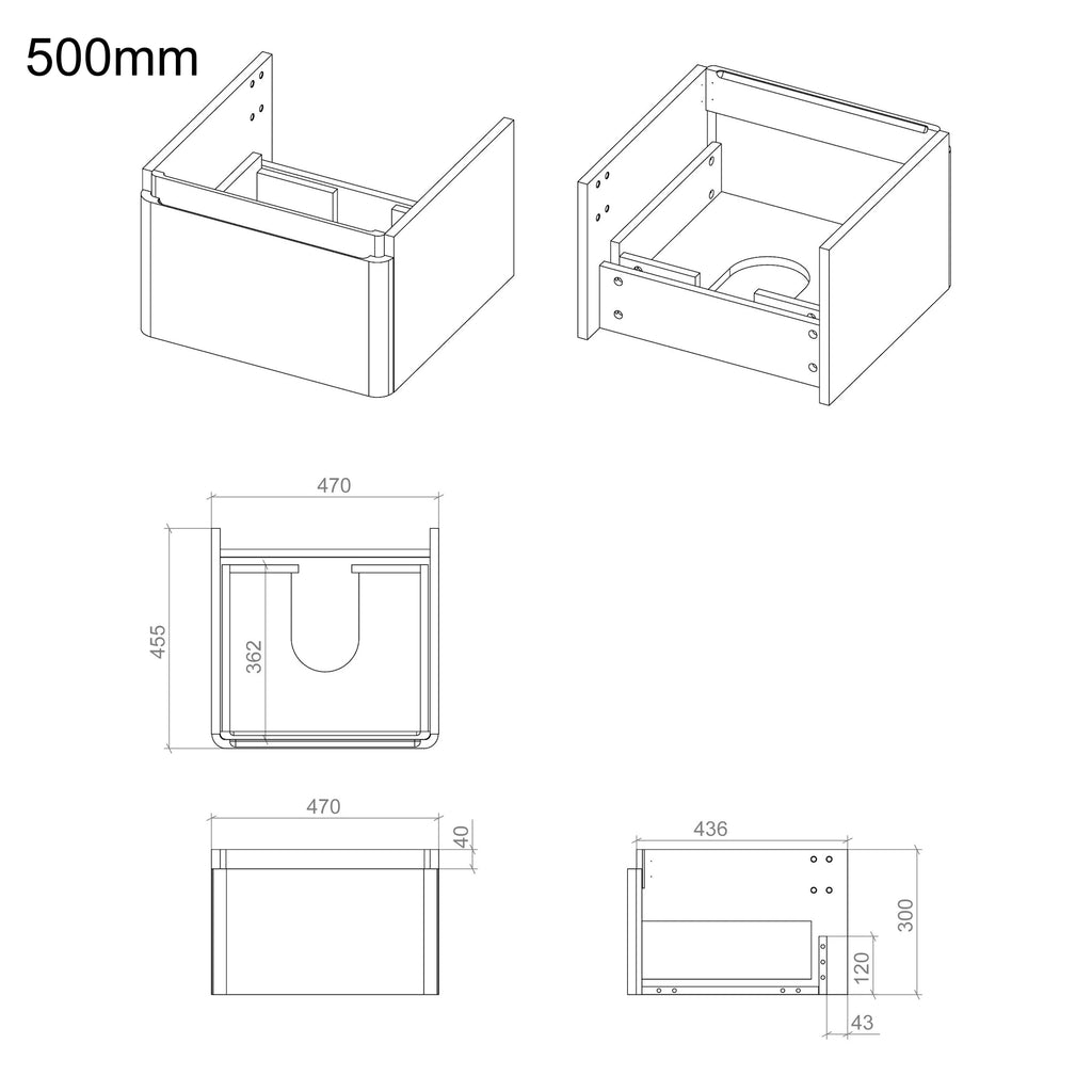 Rassina Wall Hung Basin Drawer Vanity Unit