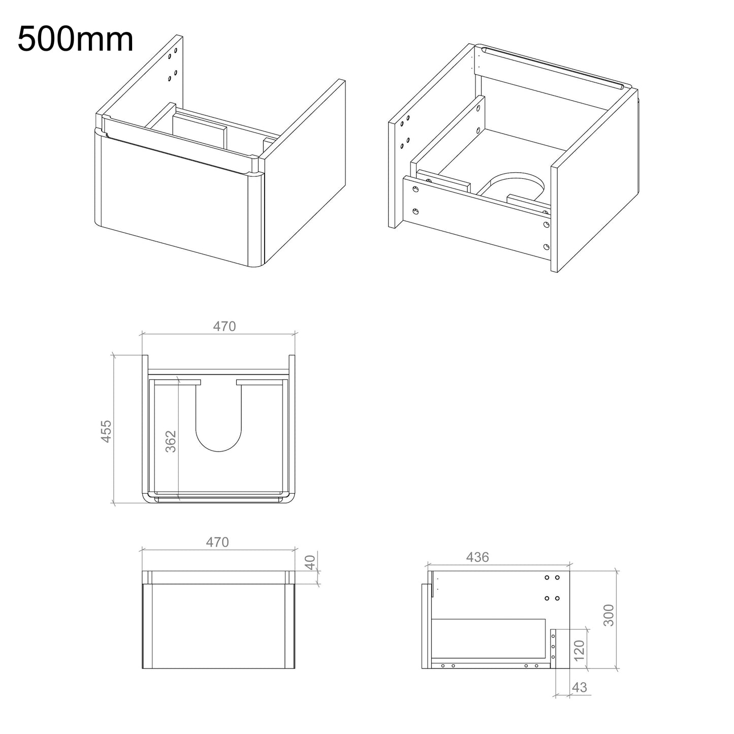 Rassina Wall Hung Basin Drawer Vanity Unit