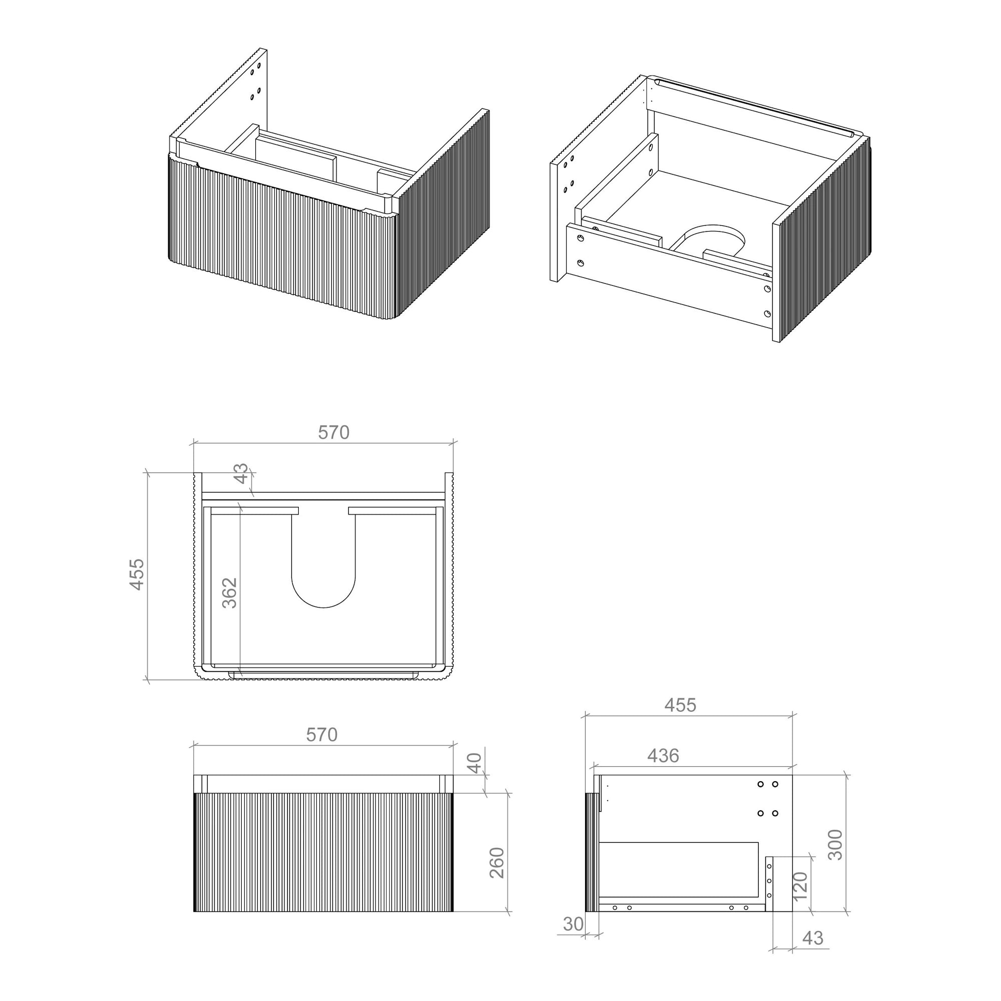 Rassina Wall Hung Basin Vanity Unit and Tall Boy Cabinet Bathroom Suite