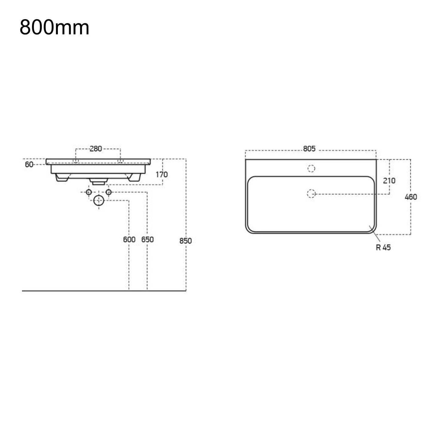 Rassina Wall Hung Basin Drawer Vanity Unit