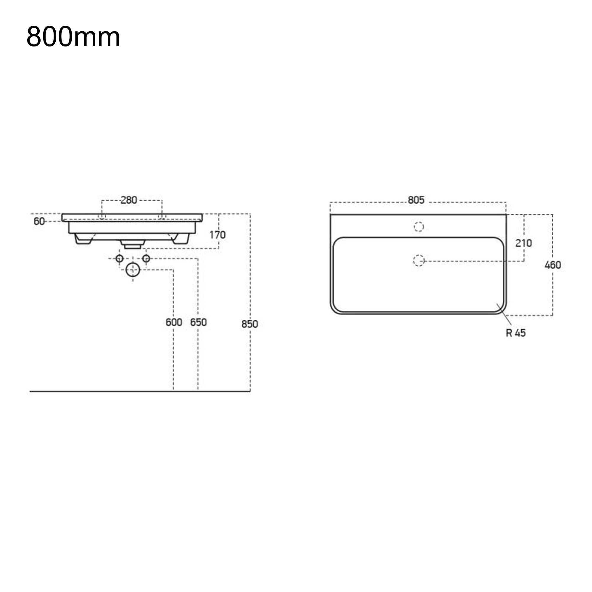 Rassina Wall Hung Basin Drawer Vanity Unit