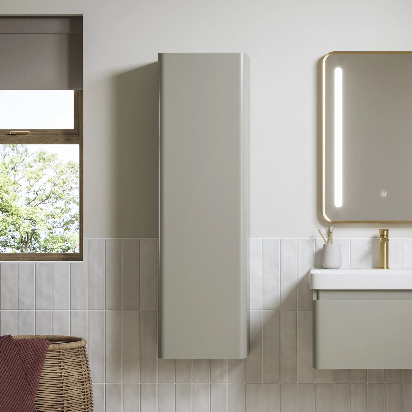 Rassina Wall Hung Tall Boy Unit Bathroom Cabinet