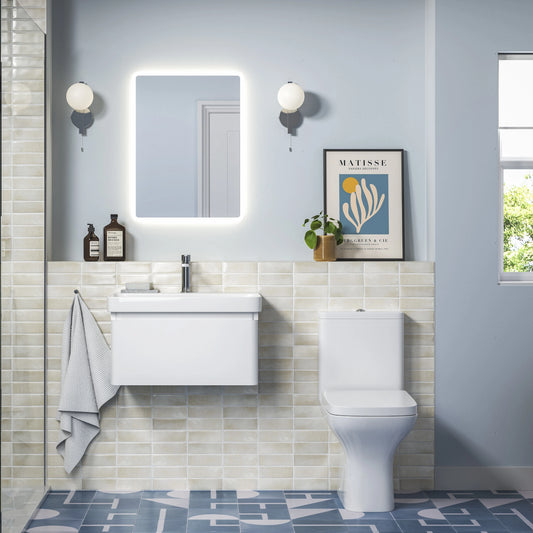 Rassina Wall Hung Basin Vanity Unit and Toilet Bathroom Suite