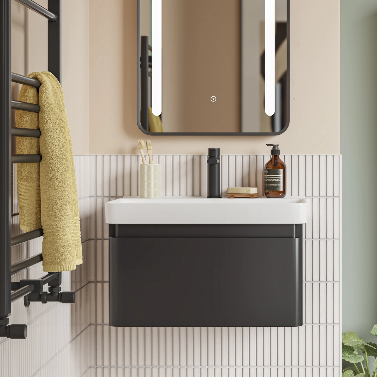 Rassina Wall Hung Basin Vanity Unit and Toilet Bathroom Suite