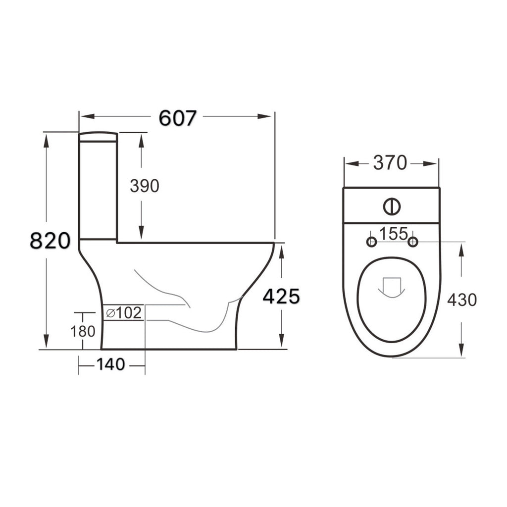 Deia Rimless Open Back Scudo WC Toilet with Soft Close Seat Option