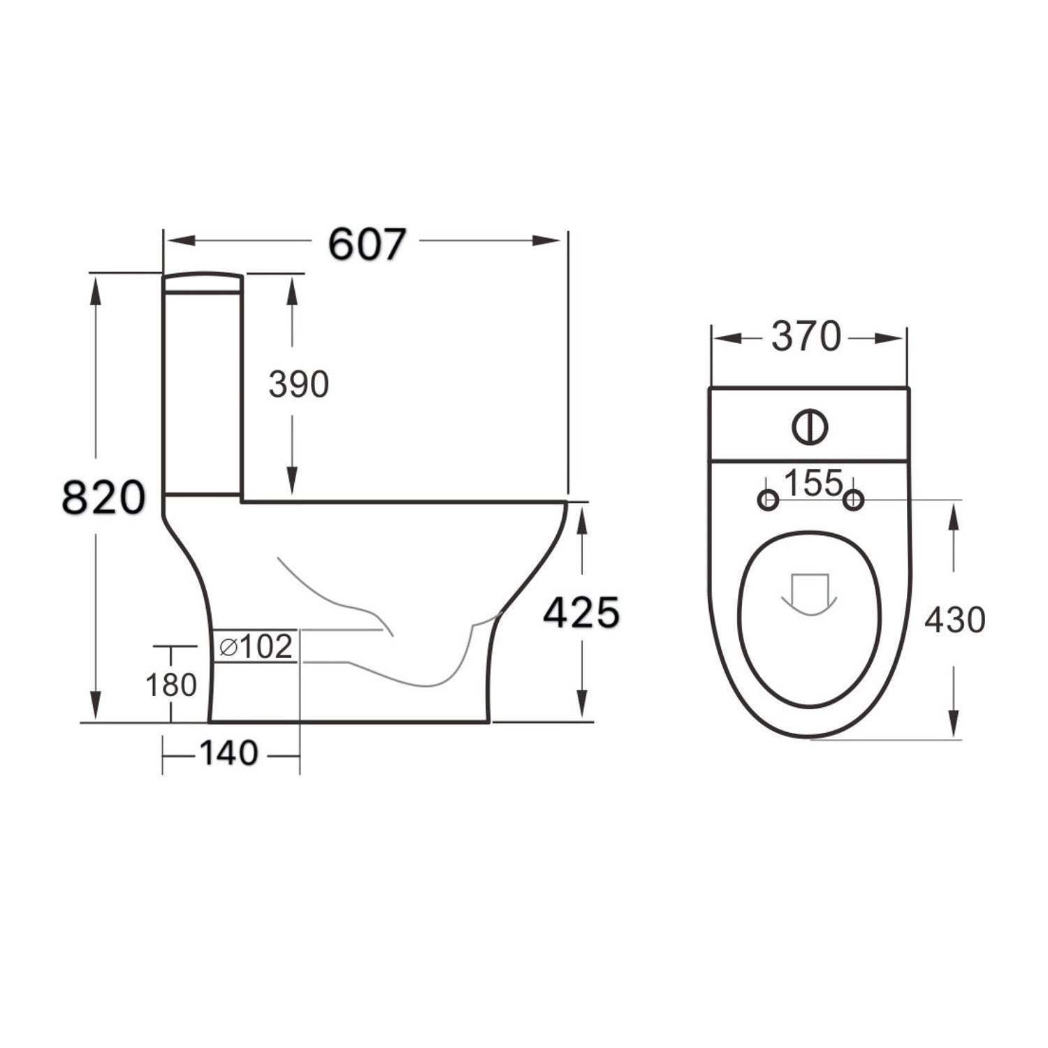 Deia Rimless Open Back Scudo WC Toilet with Soft Close Seat Option