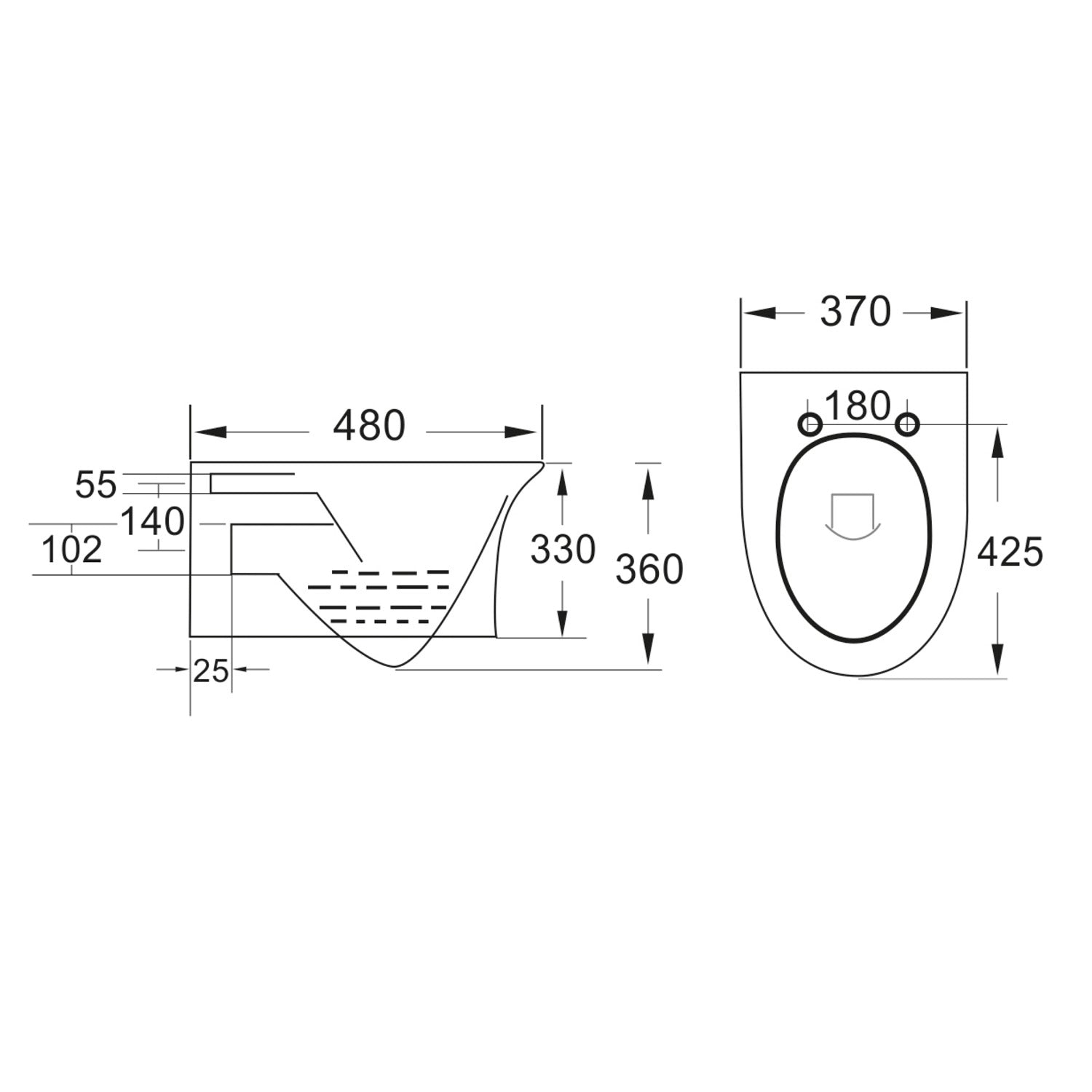 Deia Rimless Wall Hung Scudo WC Toilet with Soft Close Seat Option