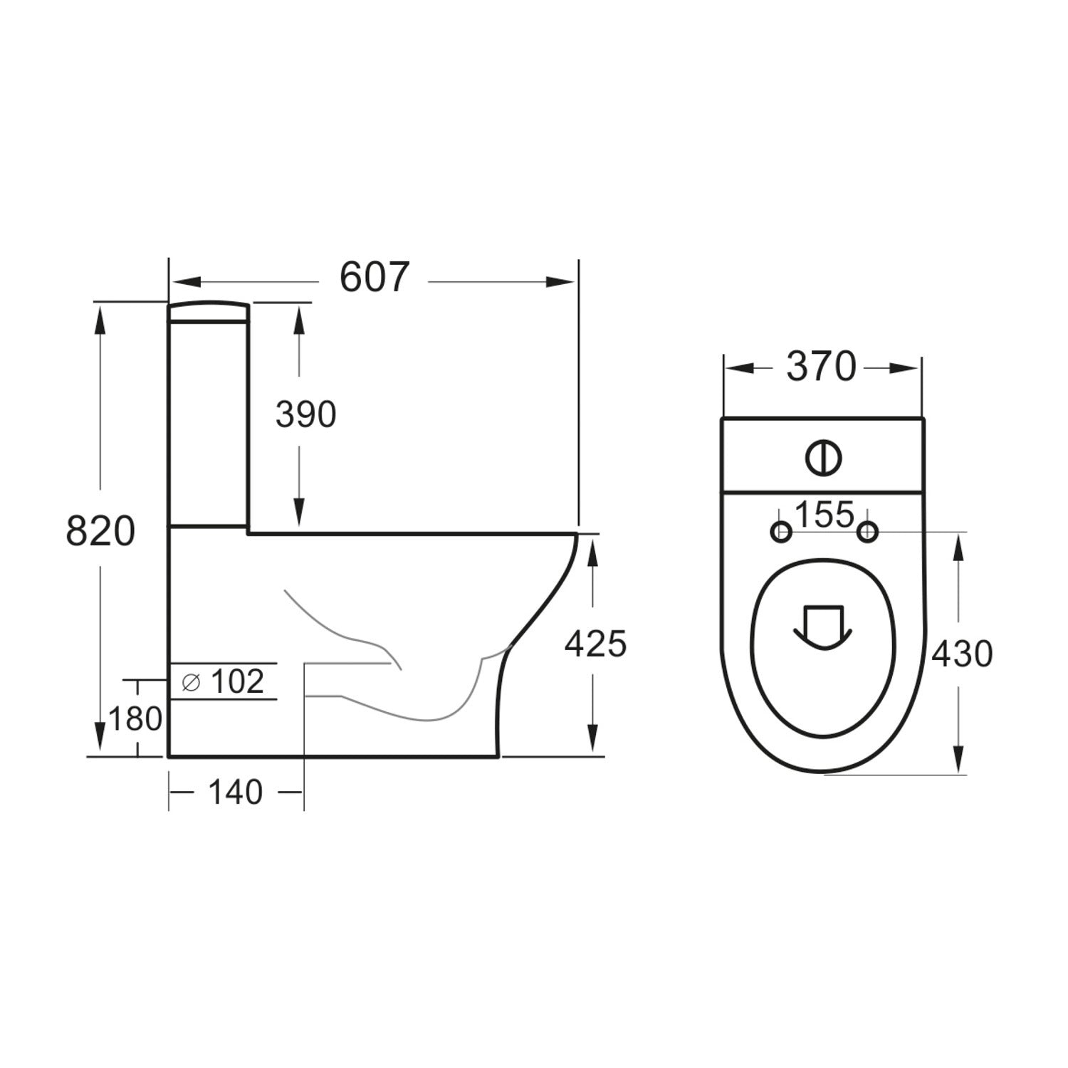 Deia Rimless Closed Back Scudo WC Toilet with Soft Close Seat Option